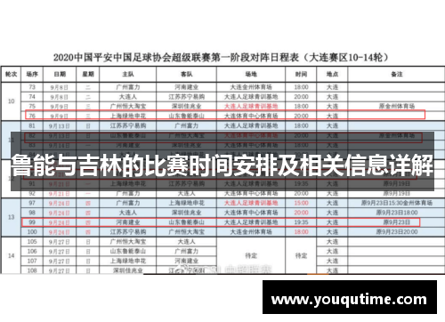 鲁能与吉林的比赛时间安排及相关信息详解